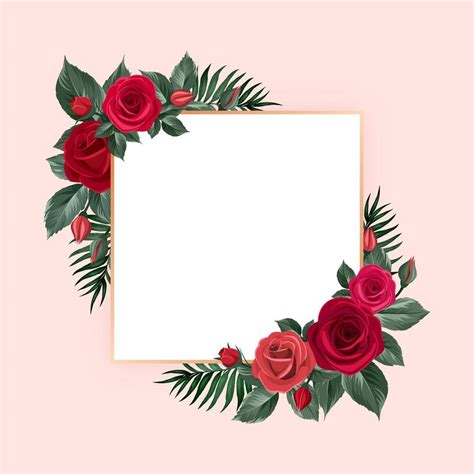 Floral Frame With Red Vintage Roses And Leaves 1406026 Vector Art At