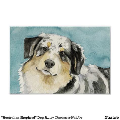 Australian Shepherd Dog Art Print Dog Print Art Dog