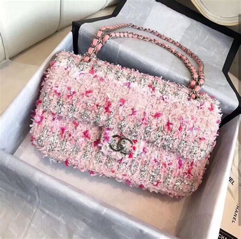 Chanel Pink Tweed Handbag Tweed Handbag Pink Chanel Purses And Bags