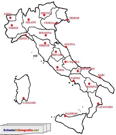 Quante sono le regioni italiane? Cartina capoluoghi di regione dell'Italia | Attività ...
