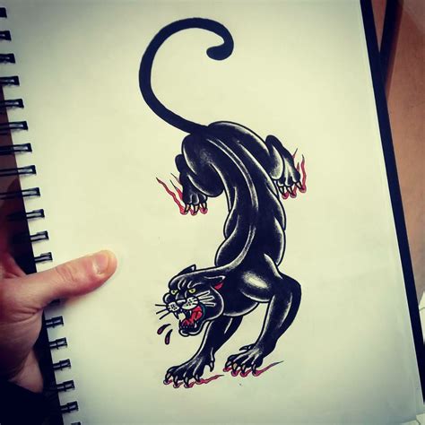 Traditional Black Panther Tattoo Flash