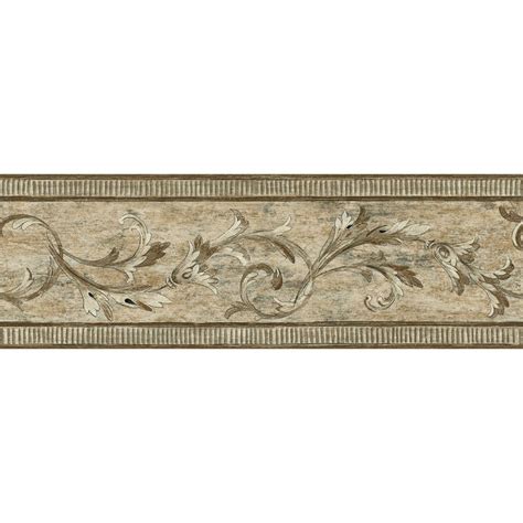 Allen Roth 7 Brown Architectural Scroll Prepasted Wallpaper Border