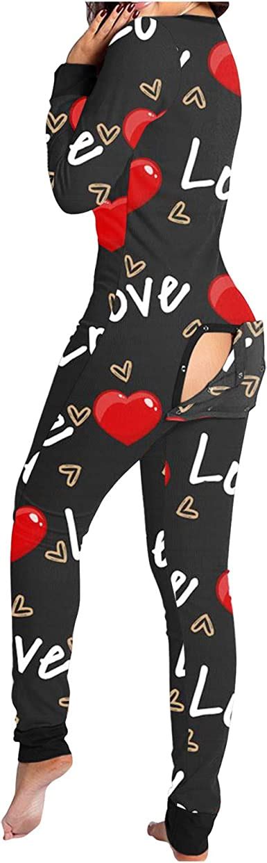 Gijk Womens Sexy Onesies Adult Graphic Jumpsuit Long Sleeve One Piece Bodycon Pajama Bodysuit