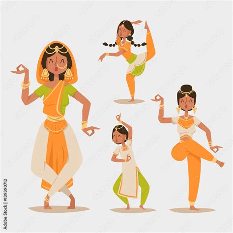 indian woman dancing vector isolated dancers silhouette icons people india dance show party