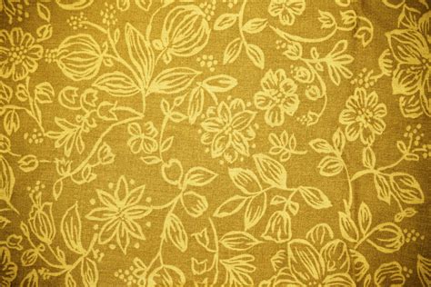 Gold Fabric With Floral Pattern Texture Picture Free Photograph