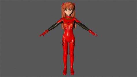 t pose rigged model of asuka langley soryu buy royalty free 3d model by 3d anime girls