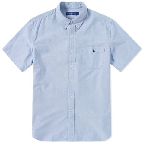 Polo Ralph Lauren Short Sleeve Custom Fit Oxford Shirt Blue End