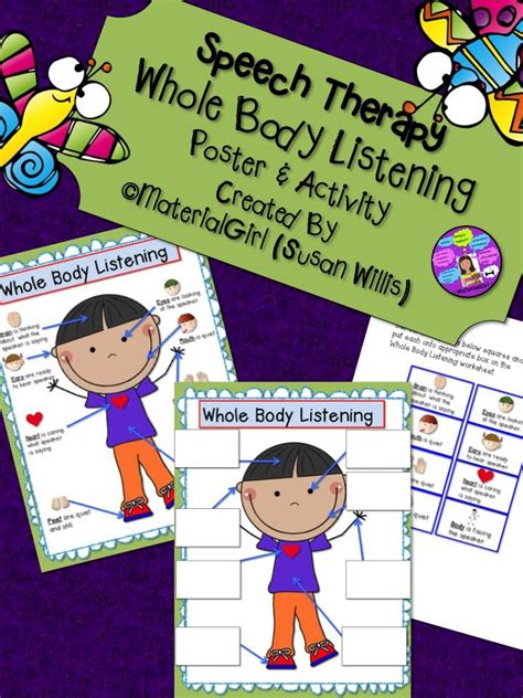 Whole Body Listening Activity Included Whole Body Listening Poster