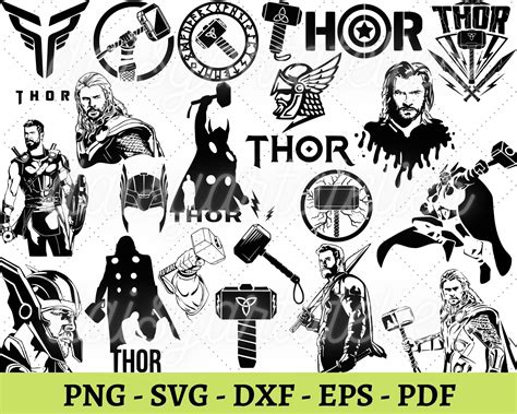 Thor Svg Bundle Clipart Avengers Marvel Hammer Silhouette Etsy UK