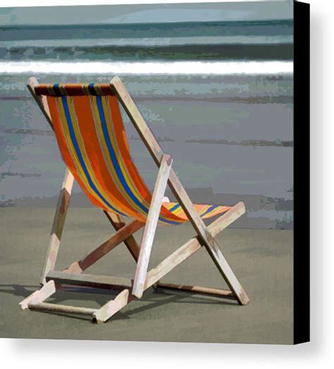 Beach Chair And Ocean Stripes Canvas Print Canvas Art By Elaine