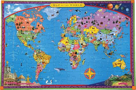 Educational Big Puzzles For Kids Ages 3 5 100 Piece World Map And Solar