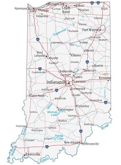 Printable Map Of Indiana Printable Map Of The United States