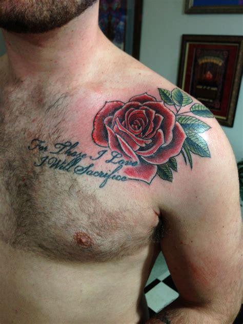 Colored Rose Chest Piece Body Art Tattoos Tattoos Chest Piece