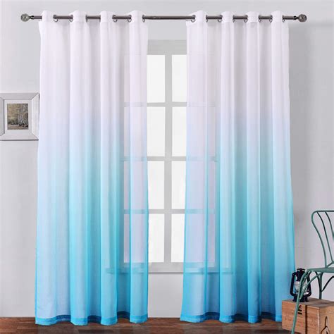 Buy Bermino Faux Linen Sheer Curtains Voile Grommet Ombre Semi Sheer