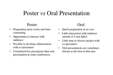 Ppt Poster Vs Oral Presentation Powerpoint Presentation Free
