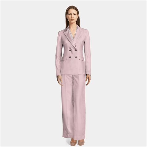 Light Pink Double Breasted Linen Wide Leg Pant Suit 277 Sumissura