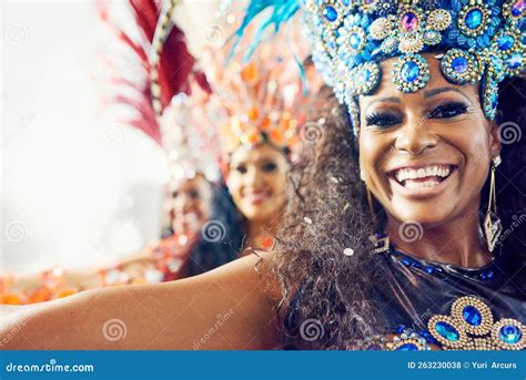 portrait of women samba and brazilian carnival dancers in creative fashion for celebration