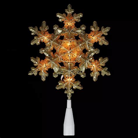 Northlight 1275 Lighted Gold Snowflake Christmas Tree Topper Clear