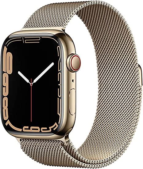 apple watch series 7 gps cellular smartwatch con caja de acero inoxidable color oro de 45 mm