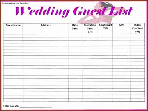 downloadable wedding guest list template