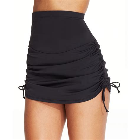 Anne Cole Solid Ultra Highwaist Sidetie Swim Skirt In Black Lyst