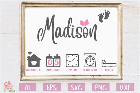 Baby Birth Stats Svg Birth Announcement Template 406343 Svgs