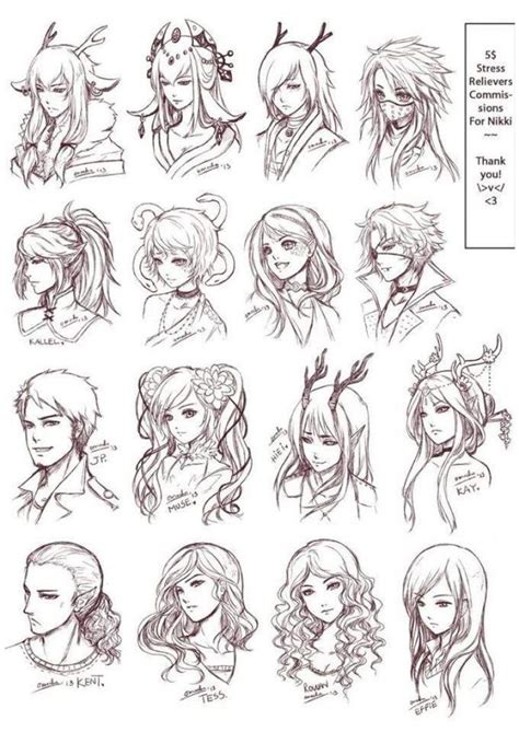 Anime Hair Reference Material Sketch Head Art Drawings Sketches