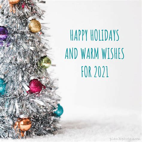 Happy Holidays 2021  Christmas Card With A Christmas Tree