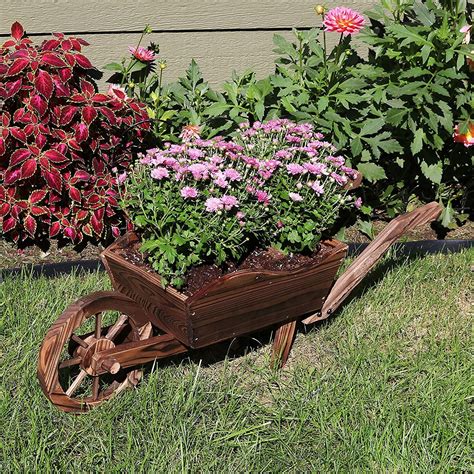 Wooden Decorative Wheelbarrow Planter For Patio Lawn And Etsy