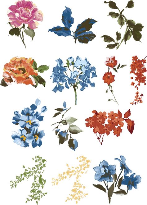 Vintage Floral Design Elements Vector Collection Free