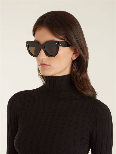 Céline Eyewear Caty Cat Eye Acetate Sunglasses Sunglasses Black