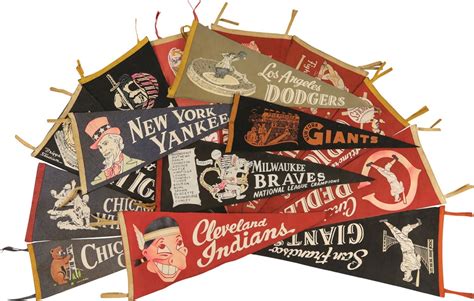 1950s Vintage Baseball Pennant Collection With Yankees And Dodgers 15