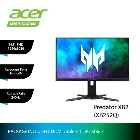 Acer Predator Xb2 Gaming Monitor Xb252q 25 Fhd Tn240hz1ms Gtg3
