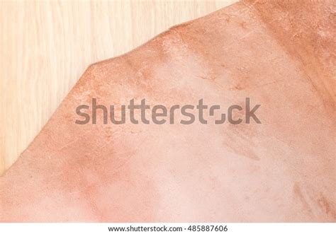 Close Nude Color Crumpled Leather Texture Stock Photo 485887606