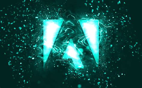 Adobe Turquoise Logo Turquoise Neon Lights Creative Turquoise