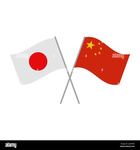 Japanese And Chinese Flags Vector Isolated On White Background Stock