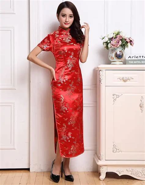 high fashion sexy female slim above ankle cheongsam chinese novelty style mandarin collar formal
