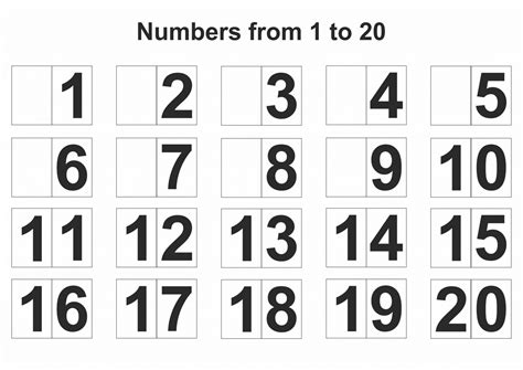 Free Printable Table Numbers 1 20