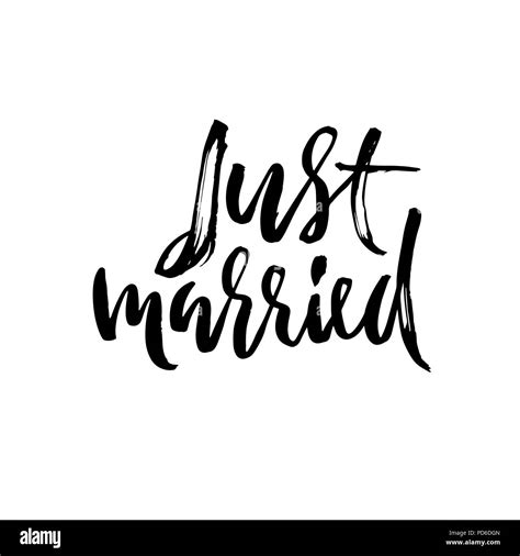 Just Married Wedding Card Phrase Ink Calligraphy Card Modern Dry