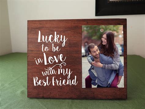 So, your girlfriend has a birthday coming up. Lucky to be in love Romantic Gift picture frame for ...