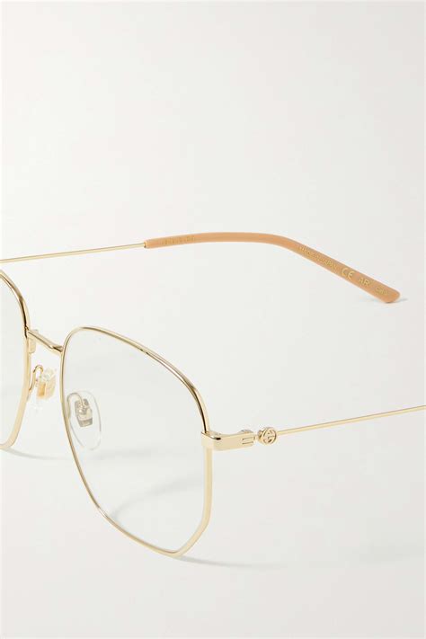 Gucci Eyewear Hexagon Frame Gold Tone Optical Glasses Net A Porter
