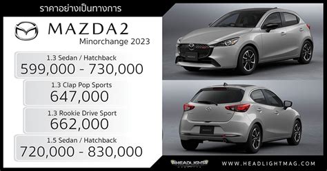 ราคาอย่างเป็นทางการ Mazda 2 Minorchange 2023 599000 830000 บาท