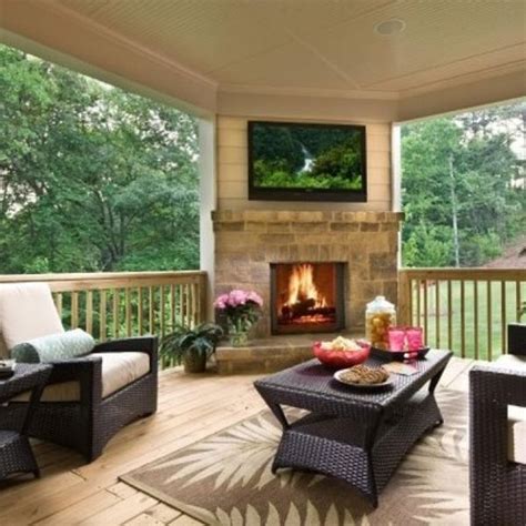 Back Porch Fireplace And Tv Outdoor Living Home Outdoor Living Space
