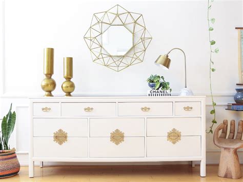 Dresser has minimalist lines, while the curve at the front adds lots of character. S.C. Coleman Vintage White Dresser with Gold Handles No321 ...