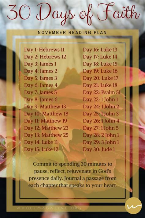 November Bible Reading Plan 30 Days Of Faith Whole Magazine