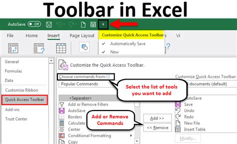 Toolbar In Excel How To Customize The Toolbar In Excel