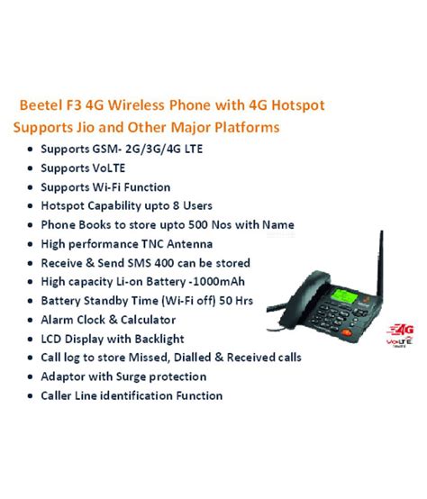 Buy Beetel F3 4g Wireless Gsm Landline Phone Black Online At Best