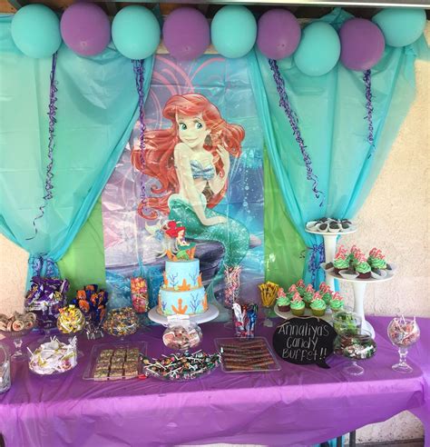 Annaliyas Little Mermaid Candy Table Ariel Birthday Party Ariel Party