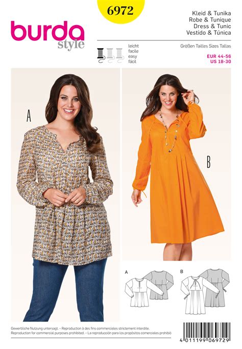 Free Plus Size Sewing Patterns Burda 6972 Plus To Size 60