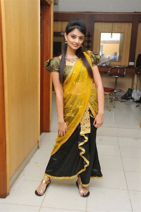 Nikitha Narayan In Yellow And Black Half Saree South Indian Actress Photos